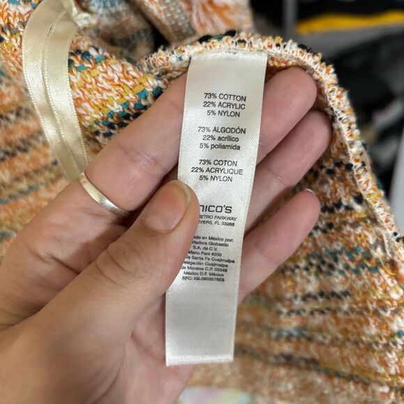 CHICOS 2 (large) Stylish Tweed Women's Multicolor Sweater Cardigan Jacket - Picture 6 of 12